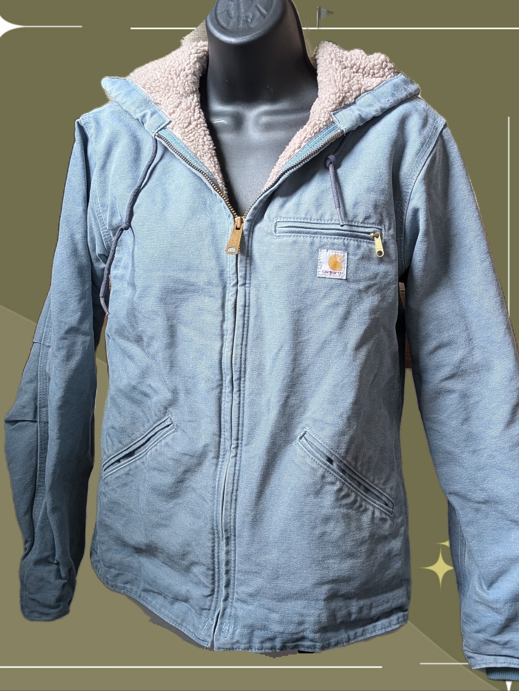 Vintage Carhartt Sandstone J141 Jacket In Sea Glass Blue Size Xs